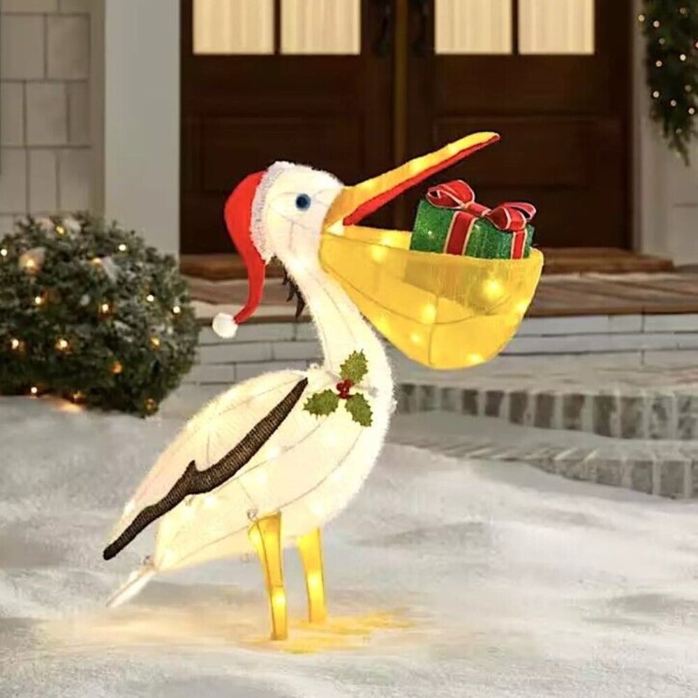 3 ft Pelican Tinsel LED Christmas Holiday Light Yard Sculpture Tropical Beach